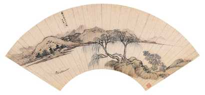 丁云鹏 庚子（1600年）作 春江独钓 扇面